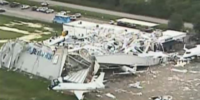 No one was injured in the collapse, but a spokesman for the airport estimated the damage to be in the millions.