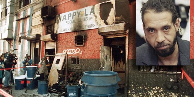 The Happy Land Social Club in the Bronx, N.Y., after the fire. Inset: Julio Gonzalez.