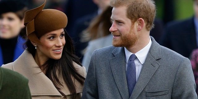 Prince Harry and his fiancée Meghan Markle arrive to attend the traditional Christmas Day service at St. Mary Magdalene Church in Sandringham, England on Monday, December 25, 2017.