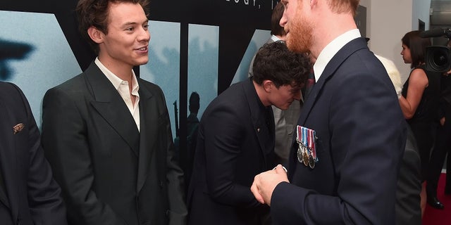 Actor Harry Styles and Prince Harry attend the 'Dunkirk' World Premiere at Odeon Leicester Square on July 13, 2017 in London, Britain. REUTERS/Eamonn M. McCormack/Pool - RTX3BD3I