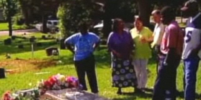 Shown here is the grave of James Byrd Jr., who was dragged to death in Jasper, Texas, by white supremacists 12 years ago. Somebody tried to sell dirt from his grave online. (MyFoxHouston)