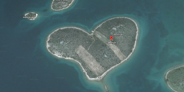 A heart-shaped island off the coast of Croatia is now capturing attention from Google Maps users.