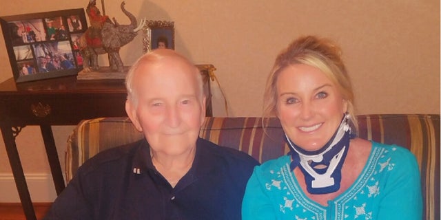 Heather and her dad recovering at home in North Carolina.