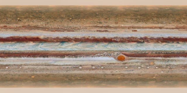 This new image from the largest planet in the Solar System, Jupiter, was made during the Outer Planet Atmospheres Legacy (OPAL) program. The images from this program make it possible to determine the speeds of Jupiter's winds, to identify different phenomena in its atmosphere and to track changes in its most famous features. (ESA)