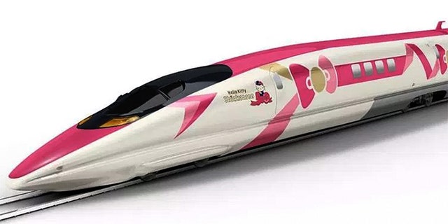 Though only illustrated renderings have yet been released, the train’s interior will feature various shades of pink, hearts and polka dots in its two specially outfitted cars.