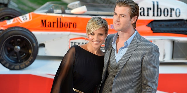 Hemsworth, seen here in 2013 with his wife Elsa, played Formula One driver James Hunt in the film "Rush."