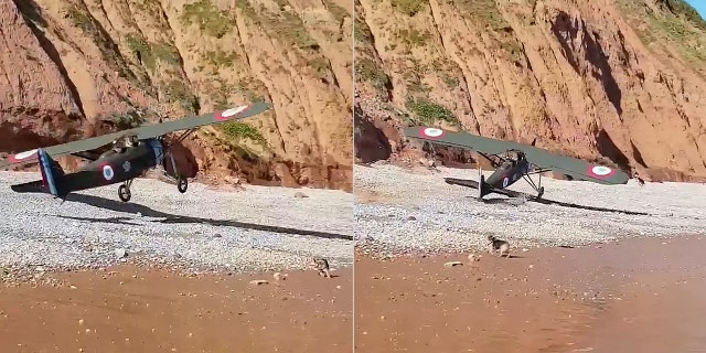 Just before landing, Zac Rockey and passenger Trudi Spiller frantically tried to warn beach-goers to move out of the way.