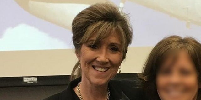 Southwest pilot Tammie Jo Shults, left, pictured at her alma mater MidAmerica Nazarene where she graduated in 1983. Shults was praised for landing the Dallas-bound Flight 1380 Tuesday after one of its engines blew mid-air at 32,000 feet.