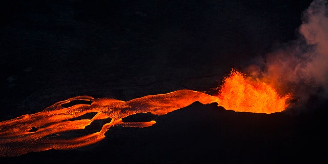 Lava flow from Fissue 8 is emitting dangerous gasses, officials say.