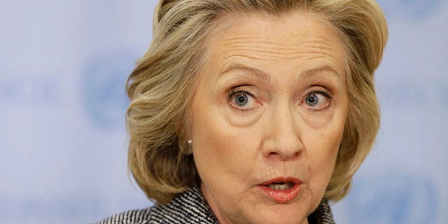 March 10, 2015: Hillary Rodham Clinton speaks to the reporters at United Nations headquarters.