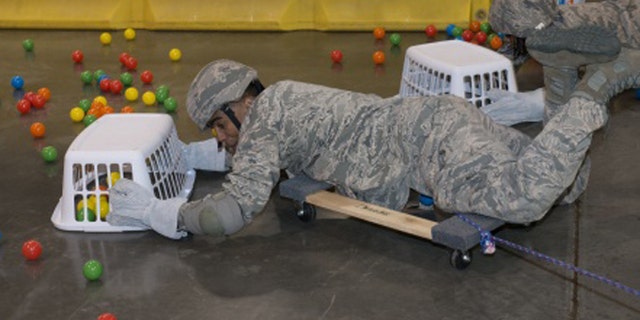 Airmen played a child's game as part of a "team-building" exercise. (Washington Free Beacon)