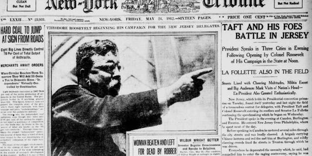 The May 24, 1912 New-York Tribune said Teddy Roosevelt was beginning a campaign for office.