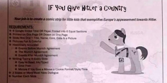 Some parents were upset after middle school students received an Adolph Hitler-themed homework assignment.