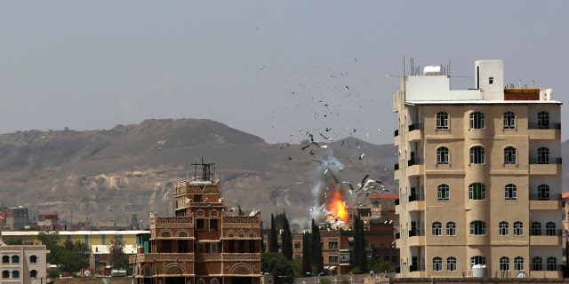 A Saudi-led airstrike hits an army base in Sanaa, Yemen. Yemen's yearslong war between Shiite rebels and a Saudi-led coalition backing its exiled government has escalated with an assault on the insurgent-held port city of Hodeida.