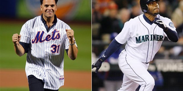 Former New York Mets' Mike Piazza and former Seattle Mariners' Ken Griffey Jr.