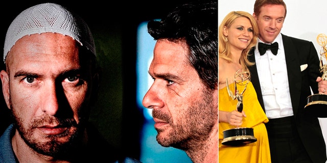 Actors in Israel's "Hatufim" are show, left, and Claire Danes and Damian Lewis display their Emmys for their roles in the U.S. show "Homeland."