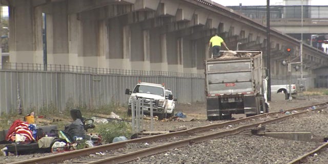Railroad officials reported a rise in homeless encampments near railroad tracks in Northern California.