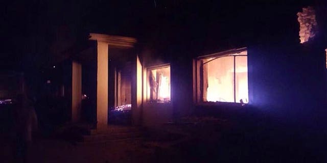 The Doctors Without Borders trauma center is seen in flames, after an explosion near their hospital in the northern Afghan city of Kunduz.