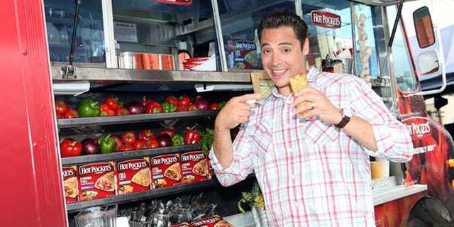 Food Network's "Sandwich King" Jeff Mauro is seen on location with the new Hot Pockets brand sandwiches in Los Angeles.
