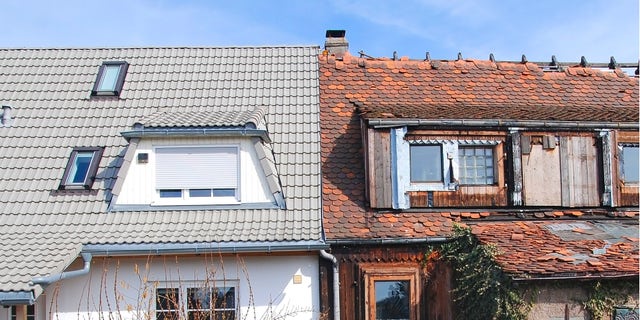 fixed up house next to house in need of repairs; How to Flip a House