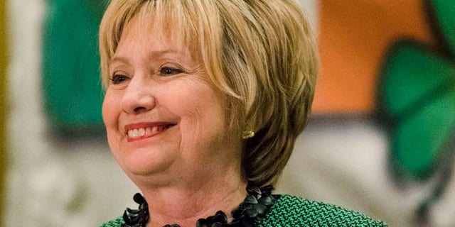 Hillary Clinton speaks at the Society of Irish Women's annual dinner on St. Patrick's Day in her late father's hometown in Scranton, Pa., Friday, March 17, 2017. (AP Photo/Matt Rourke)
