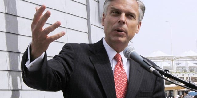 .S. ambassador to China, Jon Huntsman, speaks during the opening ceremony for the U.S. Pavilion at the Shanghai World Expo site in this May 1, 2010 file photo. (Reuters)