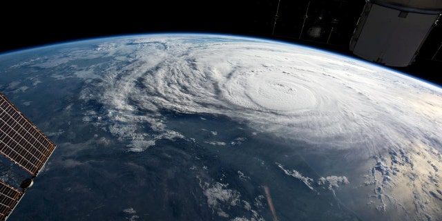 Hurricane Harvey is pictured off the coast of Texas, U.S. from aboard the International Space Station in this August 25, 2017 NASA handout photo.