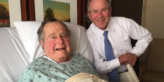 April 20, 2017: President George H.W. Bush received a visit at the hospital from his son George W. Bush.