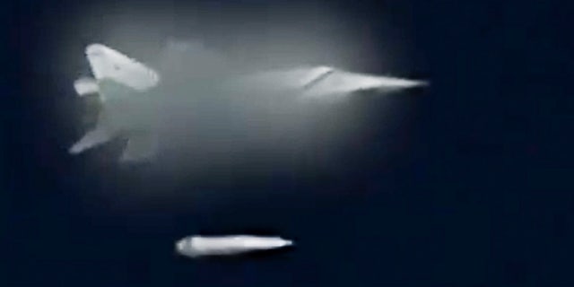 A Russian fighter launches a hypersonic missile during a test in March over southern Russia.