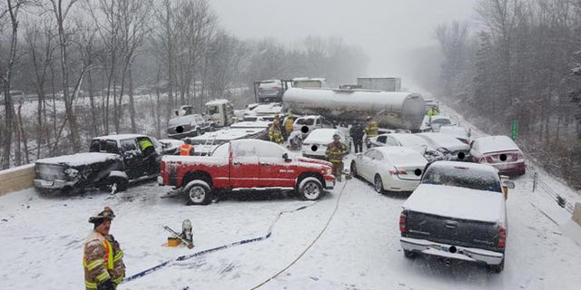 I-91 southbound after a multi-vehicle crash in Middletown Saturday. (Connecticut State Police)