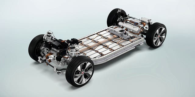 The I-Pace features a 90 kilowatt-hour battery pack mounted in the floor.