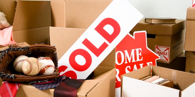 Boxes being packed for moving.