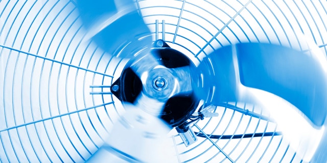 Close up shot of industrial fan while spinning