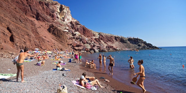 View of Santorini (Grece), one the most iconic landmark in the Aegean sea