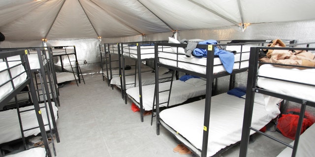 This undated photo released by U.S. Department of Health and Human Services shows inside of the HHS' facility at Tornillo, Texas. A state senator says he's been told the temporary tent shelter in far West Texas for immigrant minors will stay open indefinitely. Texas Democratic Sen. Jose Rodriguez told the El Paso Times that he toured the Tornillo facility Friday, July 6, 2018. More than 300 teens are being housed at Tornillo, which the U.S. government opened last month because its existing shelters were at capacity.