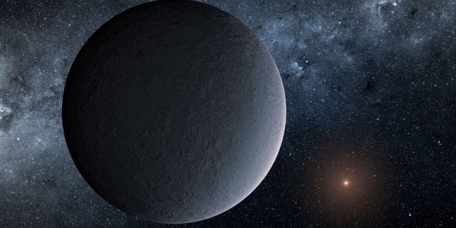 This artist's illustration shows frigid OGLE-2016-BLG-1195Lb, a roughly Earth-mass exoplanet likely discovered through a technique called microlensing.