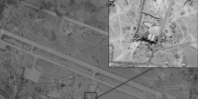 The Deir ez-Zor base in Syria, where Israeli defense officials say planes have been pictured transporting weapons from Iran to Syria.