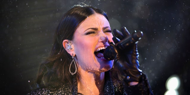 December 31, 2014. Singer Idina Menzel performs in Times Square on New Year's Eve in New York.