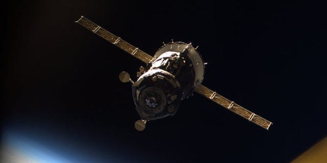 The Russian Soyuz TMA-16 spacecraft carrying astronaut Jeff Williams and cosmonaut Maxim Suraev is seen undocking from the International Space Station on March 18, 2010 in this photo taken from inside the station by Japanese astronaut Soichi Noguchi.