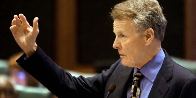 May 24, 2013: Illinois Speaker of the House Michael Madigan, D-Chicago, argues concealed carry gun legislation while on the House floor during session at the Illinois State Capitol in Springfield Ill.