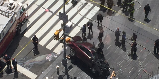 A car plowed into a crowd in Times Square on Thursday.