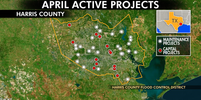 The Harris County Flood Control District has 39 active construction projects to mitigate the impact of floods.