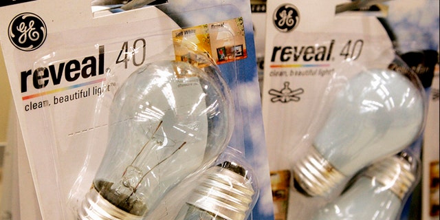 General Electric light bulbs on display at a supermarket in Denver.