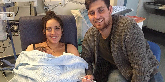 The British couple were grateful to the doctors and nurses at St. Michael's Hospital, in Bristol, England for saving their newborn son's life.