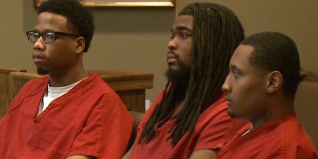 Three convicted murderers of a 7-year-old girl are sentenced in Memphis, Tenn., Feb. 9, 2018. From left are Branden Brookins, 22; Carlos Stokes, 25; and Jordan, 24.