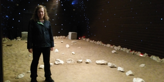 Space.com freelance journalist Elizabeth Howell walks on "Mars" at the Institute of Biomedical Problems in Moscow.