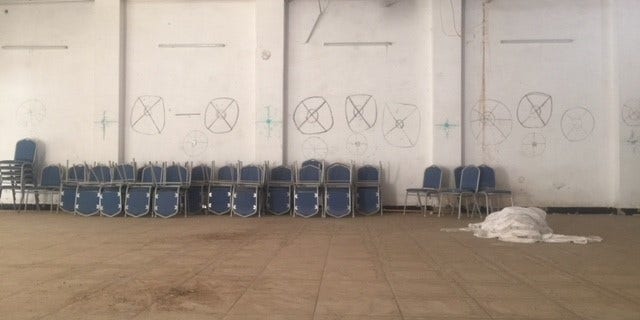 ISIS used the church hall as a shooting practice range.