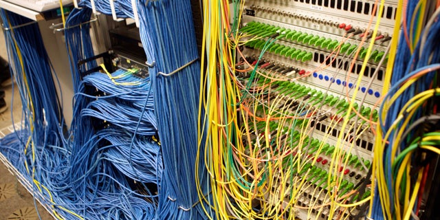 Cables are pictured on the Internet server at the Swiss Federal Institute of Technology (EPFL) in Ecublens, near Lausanne May 9, 2011.