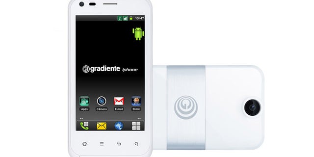 Brazilian tech company Gradiente filed its request to use the iPhone brand in 2000, and currently sells phones like this one with that brand.