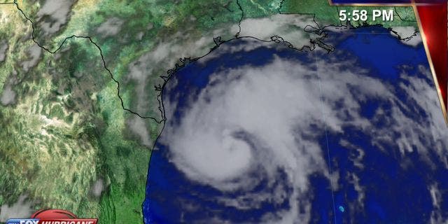 The forecast track of Hurricane Harvey.